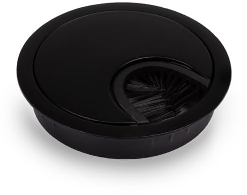 NOVAATO Schreibtisch Kabeldurchführung mit Bürstendichtung 2er Set, Kabelaufroller Loch-Abdeckung für Computer, Organizer Kabelmanagement Organizer für Haus- & Büro, Arbeitstische, 60 mm (Schwarz)