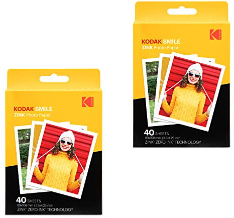 Kodak Premium Zink Instant Print Fotopapier (80 Blatt), 8,9 x 10,8 cm, kompatibel mit Kodak Smile Classic Sofortbildkamera