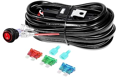 RIGIDON 1 lead 12V CC 18AWG cableado kit de barra de luz led, faros trabajo | 40A, cable de 3 metros, luz antiniebla, arnés de encendido/apagado de relé de fusible, para off road camión coche SUV ATV 4x4