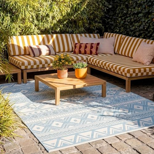 In- & Outdoor Teppich - Summer Beyond Hellblau - 80x150 cm | Wetterfest - Synthetik, Polypropylen - Garten / Terrasse - Terrasse teppich - Outdoor rug