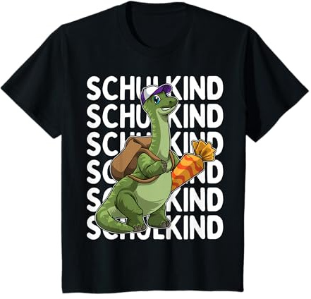 Schule 2026 Dino Schulkind Dinosaurier mit Schultüte T-Shirt