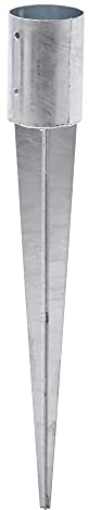 TRIBECCO Manicotto per legni rotondi, zincato a caldo, supporto per pali, rotondo, manicotto a terra, ancoraggio, in acciaio, argento, ancoraggio a terra per recinzioni, palizzate (fi 101 mm/900 mm)