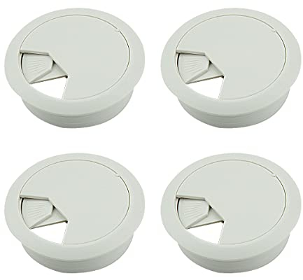 4Pcs 50mm(2 inch) Desk Cable Wire Grommet, White Desk Grommet Cord Cable, Plastic Desk Cord Cable Organizer Desk Grommet for Home&Office Desk Table Cable Tidy