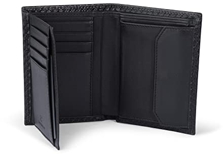 DONBOLSO Geldbörse Wien - Großes Portemonnaie aus Leder für Herren - Geldbeutel und RFID Schutz - Geldbörse mit Münzfach - Portmonee für Männer - Leder Geldbeutel Männer - Carbon