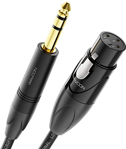 deleyCON 3,0m XLR auf 6,35mm Klinke Stereo Mikrofonkabel AUX Adapter | Audio Adapter Kabel, Studio Qualität, OFC Kupfer AWG24, XLR Buchse auf 6,35mm Klinke Stecker, Metallverriegelung