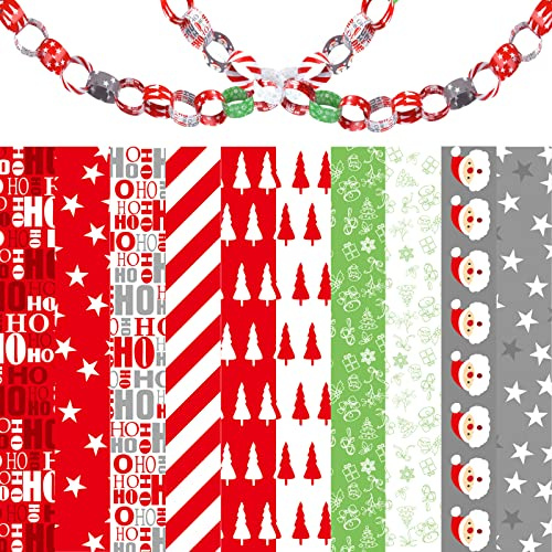 MIAHART 300 Stück Frohe Weihnachten Papierketten Festliche Bastelpapier Glieder für festliche Partydekorationen