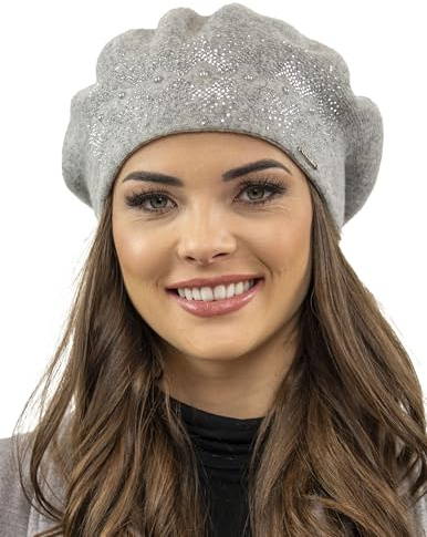 VIVISENCE Damen Baskenmütze Winter Herbst Warme Barette Wolle Elegante Stil 7050
