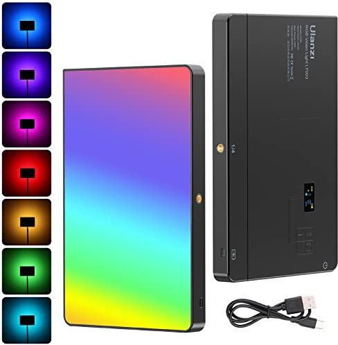 ULANZI LT003 RGB LED Videoleuchte, Tragbares LED Panel mit 2100 Lumen und 15W, 10 Video Licht Dimmbare 2500K-9000K, eingebauter 8000mAh Akku und USB-Ladegerät, CRI>95 für DSLR Kamera Videofotografie