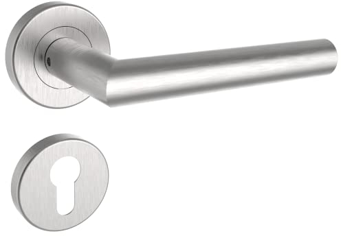 ROSTEX Edelstahl Drückergarnitur VIGO - Türbeschlag Set inkl. Rund Rosetten (PZ)