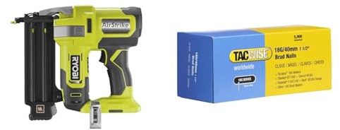 RYOBI - Cloueur d'Assemblage 18G à Air Comprimé 18V ONE+ pour Tirer des Clous de 15 à 50 mm & Tacwise 0400 Clous de Finition Brad Galvanisés de Type 18G / 40 mm, Lot de 5.000