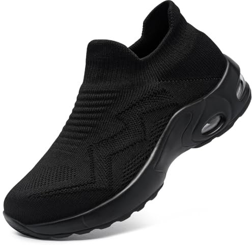 LARNMERN Slip on Safety Shoes for Women Lightweight Nurse Shoes Women Steel Toe Cap Safety Trainers Medical Service Work Shoes Health Care Nursing Shoe Size 8.5UK/42.5EU,Black