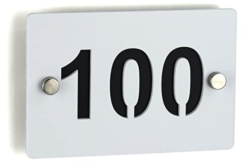 Plaque Numéro Maison Acrylique Blanc Et Aluminium Anodisé Noir Personnalisable - plaque moderne design et de qualité - dimension 150x100mm - installation facile - fabrication en France