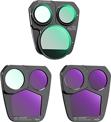 K&F Concept CPL ND8 ND16 Filters for DJI Mavic 3 Pro/Mavic 3 Pro Cine, 3-Pack Neutral Density Polarizing Filters for DJI Drone Accessories 28-layer Coating Waterproof