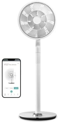 Duux Whisper Flex Ultimate Smart Standventilator Leise - Steuerung per Fernbedienung & Smartphone - Höhenverstellbar 58-103cm - Energieeffizient - Weiß