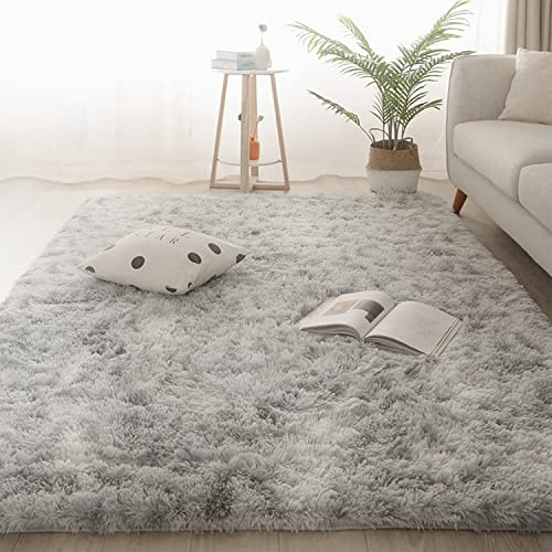 Jyswx Shaggy Teppich für Wohnzimmer – Moderne Langflor Teppiche Schlafzimmer Waschbar – Flauschig Hochflor Teppich für Wohnzimmer, Schlafsaal, Schlafzimmer, Farbe: Tiedye Grau, Größe:120 x 160CM