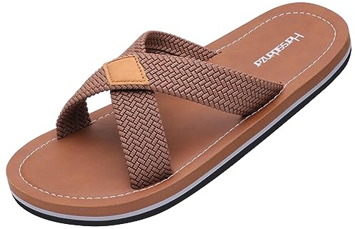 Harssidanzar Zapatillas cruzadas masculinas sandalias ligeras zapatillas de verano,adecuadas para el secado rápido en interiores y exteriores KM229EU,Ensillar,Tamaño 47