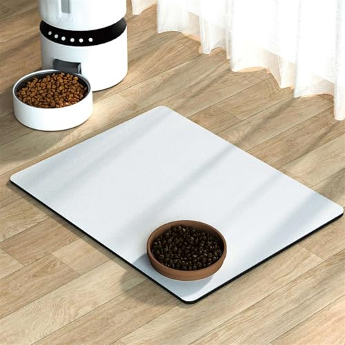 GIBZ Wasseraufsaugend Hunde Napfunterlage, Sofort Trocknendes Fütterung Matte, rutschfeste Einfarbig Unterlage Waschbar für Katzen, 40x60cm