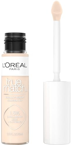 L'Oreal Paris True Match Radiant Serum Concealer, Brightening Under Eye Concealer Make Up with 1.5% Hyaluronic Acid and Caffeine, C1, 0.33 Oz