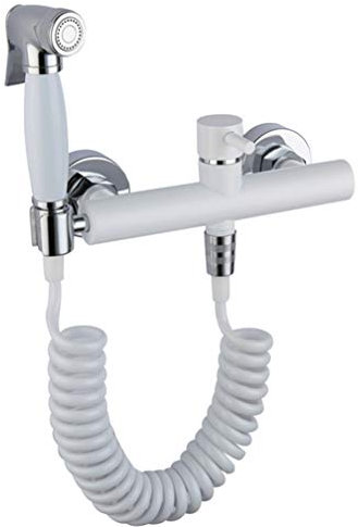 Bidet-Armaturen-Set, heiß und kalt, weiß, verchromt, Toiletten-Eckventil, handgehalten, hygienischer Duschkopf, Wasch-Auto, Haustier-Sprayer, Airbrush-Hahn, Dusch-Bidet
