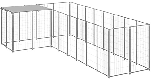 CIADAZ Hundehütte, silberfarben, 6,05 m², Stahl, Käfig für Hunde, Hundekäfig, Haus 251