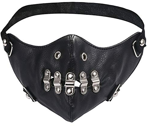 JewelryWe Schmuck Gotic Punk Motorrad Maske Sturmmaske Skimaske Tarnmaske Half Face Gesicht Maske Cosplay aus Leder