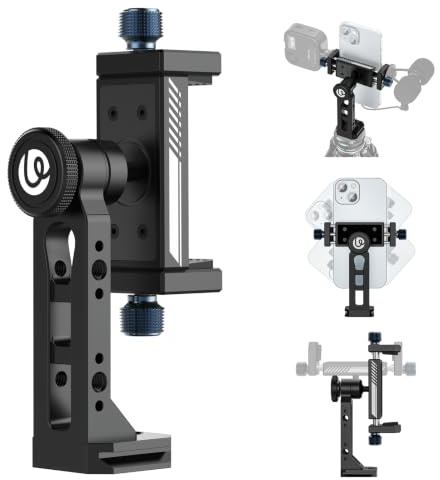 Ulanzi MA53 Metal Tripod Phone Mount, Smartphone Tripods Adapter with Arca Swiss/Uka Port, 2 Cold Shoe, 360° Cellphone Tripod Mount, iPhone Samsung Holder for Photo Video Vlogging Rig