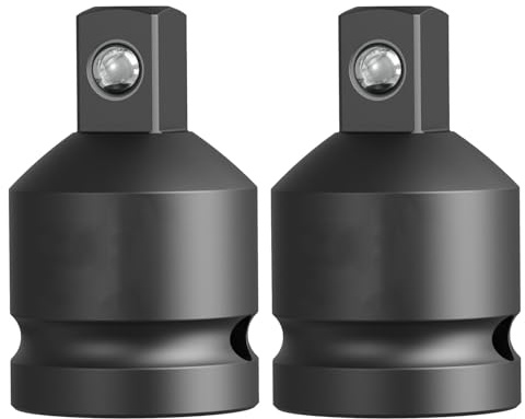 2PCS Juttzzei Impact Socket Adapter, 1/2 Female to 3/8 Male Socket Adapter | Upgraded CR-V Steel 1/2 Square Drive to 3/8 Square Drive, 1/2 x 3/8 Socket Reducer for Driver/Ratchet/Socket Set Extension