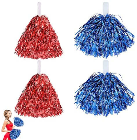 4 Stück Cheerleader Pompons, Pompoms Cheerleading, Pom Poms Cheerleading, Pom Pom, Bright Metallic Cheers Ball,Metallfolie Cheerleading Pom Poms Für Sports Wettbewerb Karnevalspartys Verwendet