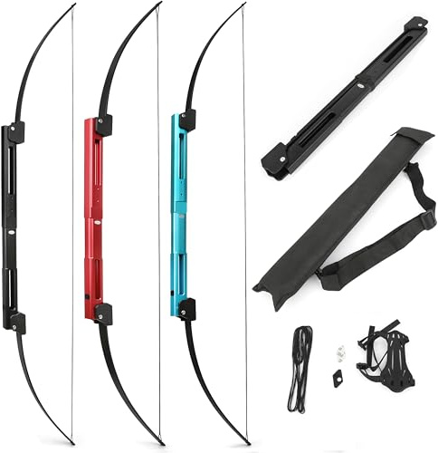Poearcus Bogenschießen Faltbogen 35lb Aluminium Recurve Bogen Tragbarer Recurve-Bogen für Rechts- und Linkshänder, für die Jagd, zum Üben und Schießen mit Bogentasche