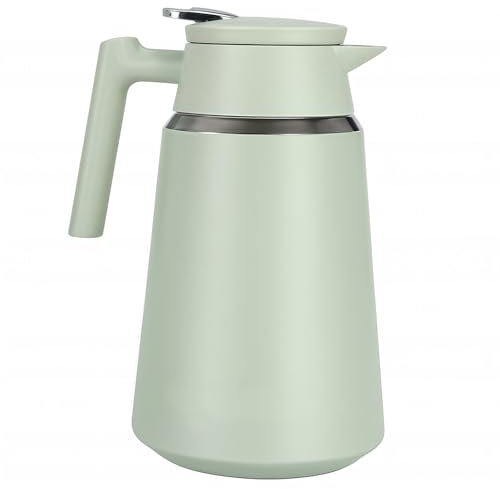 AMOJA Thermoskanne 1,5L, 304 Edelstahl Doppelwandige Vakuumisolierung, Kaffeekanne Thermo, Teekanne Thermo, Isolierkanne 8h Hitze / 16h Kälte (Grün)