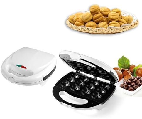BDJSN Macchina per Biscotti Elettrica alle Noci a 12 Fori, Macchina per Torte alle Noci Portatile da 750 W con Rivestimento Antiaderente, Riscaldamento su Entrambi I Lati