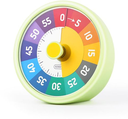 Temporizador Visual, Timer Cocina, Temporizador de Cuenta Regresiva de 60 Minutos para niños y Adultos, para Aula Escuela Oficina Cocina (Verde)