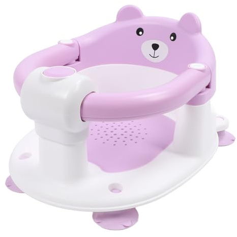 Halkfri Babybadsits, Spädbarnsbadstol för Nyfödda, Babysitta Badsits med Ergonomisk Design, Lätt och Bärbar Duschpall (Purpur)