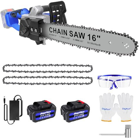 16 Inch Cordless Brushless Chainsaw, 1200W Powerful Electric Petrol Chainsaw Lightweight & Durable, 18000RPM, 13m/s Chain Speed, 36V Top Handle Chain Saws for Cutting Trees and Wood