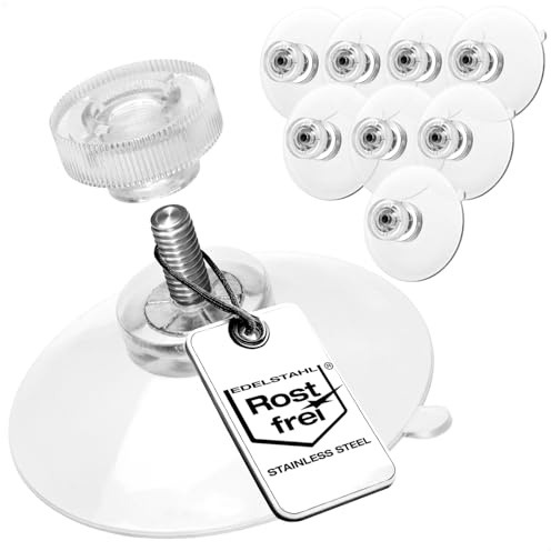 com-four® 8X Saugnapf Ø 40 mm, M4 Saugnapf mit Außengewinde | Universal Saugnapf Halter für Glas Metall Fliesen - Gummi Saugnapf mit Gewindebolzen - Montage Lösung für Bad Küche Haushalt