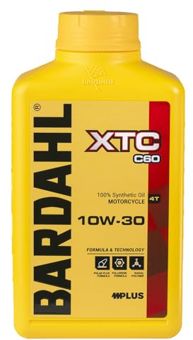 Bardahl - XTC C60 10W-30 - Olio Motore per Moto 4 Tempi, Contrasta la Formazione dei Depositi Mantenendo Pulito il Motore, 100% Sintetico, 1 L