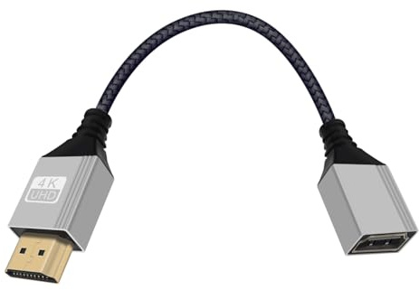 HuaLiSiJi Câble d'extension HDMI 4K 60Hz Câble HDMI Mâle vers Femelle 18Gbps Transmission Haute Vitesse Connecteur Plaqué or 24K pour Smart TV, Ordinateur (Tête Droite, 0.3 m)
