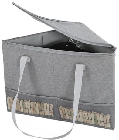 Hängförvaring, triangelfack, dammtät organisatör, vikbar polyesterbehållare, 54 x 36 x 38 cm, platsbesparande styv låda för sovrum, sovsal, lägenhet, trappa, resor
