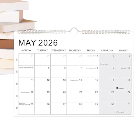 Calendario mensual 2026-2027 | Planificador de bloques grandes a rayas | Planificador de calendario 2026-2027 de pared – para la escuela, oficinas, aula, sala de reuniones, estudio