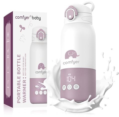 Comfyer BW01 Scaldabiberon Portatile, Riscaldamento Rapido e Lunga Durata della Batteria, 2 Modalità per Latte Materno e Acqua, Grande Capacità di 340ml per Tutto il Giorno