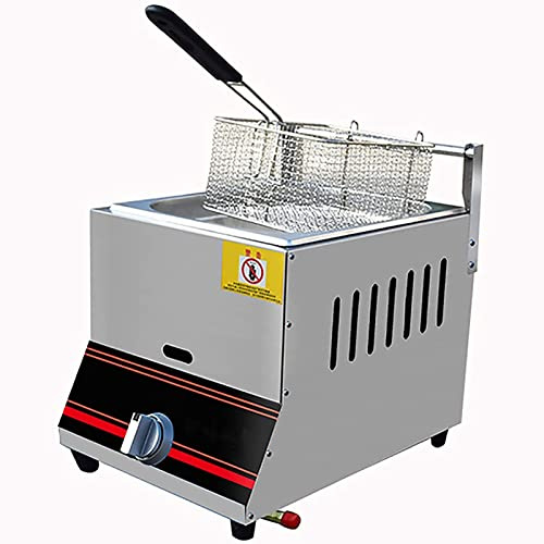 Friggitrice Professionale con cestello e Coperchio, friggitrice a Gas, friggitrice da banco in Acciaio Inossidabile Spesso, per Uso Domestico e nei ristoranti