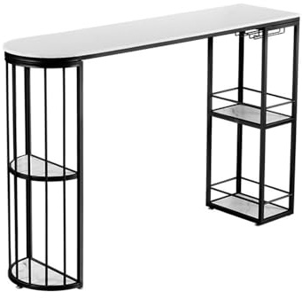 Bartabeller Enkelt öppet barbord i marmor med förvaringslampa Lyxigt skiljeskåp köksmatbord Bar Bordets Högbord(Svart,120 * 40 * 105cm)