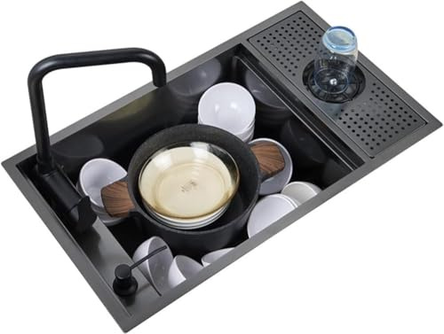 Évier de préparation encastrable en acier inoxydable de 55 cm avec robinet pliable et rinceur en verre Design contemporain 55 x 32 cm Évier de bar commercial à 2 trous