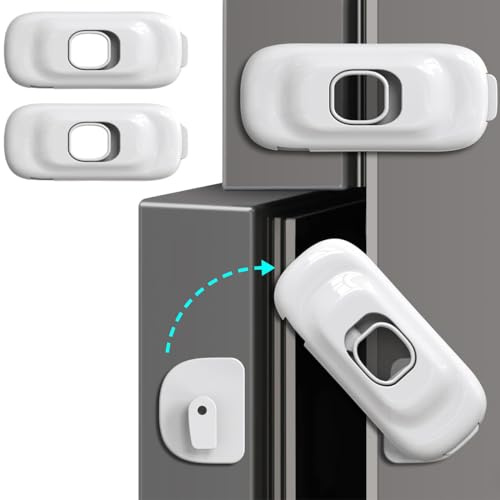 2 Pezzi Multiangolare Sicurezza Cassetti Bambini, Blocca Cassetti, Chiudi Cassetti Bambini con Potente Adesivo Nessun Trapano Necessarioc per Armadi, Frigoriferi, Nessuna Perforazione Richiesta