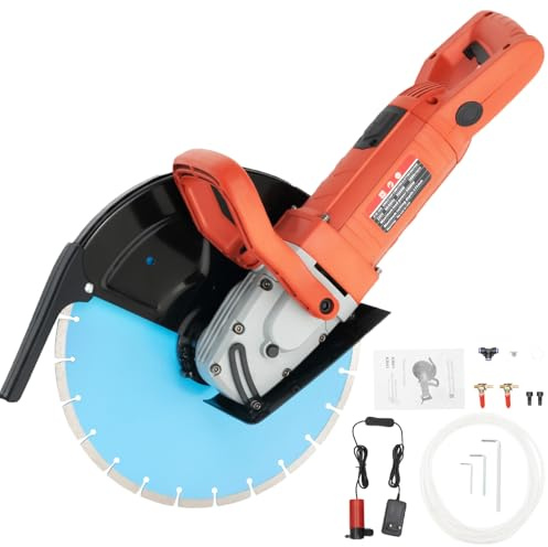 Elektrische Betonsäge mit 180° Drehgriffe, 3000W 220V Trennschneider Pflasterschneider Steinschneidemaschine Nass/Trocken Betonschneider, 350mm Sägeblatt Sägeblatt Mauernutfräse für Von Granit Marmor