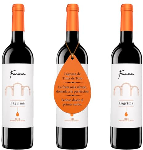 Fariña Lágrima - Vino Toro Tinto - Bodegas Fariña - 100% Tinta de Toro - Crianza 6 Meses - Elaborado con Mosto Lágrima - Pack de 3 Botellas x 75cl