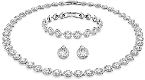 Swarovski Angelic set, Round cut, White, Rhodium plated