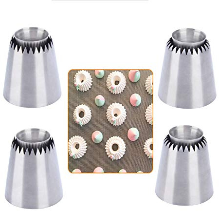 BUSOHA Russian Piping Tips Baking Kits Piping Nozzles Sultan Ring Cookies Mold Kits Cake Decorating Supplies for Kitchen Gift (4 pack)