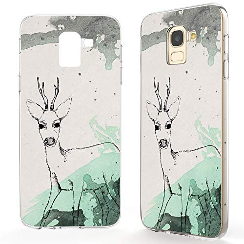 NALIA Hülle kompatibel mit Samsung Galaxy J6 (2018), Slim Handyhülle Motiv Silikon Case Cover Crystal Schutzhülle Dünn, Muster Etui Handy-Tasche Backcover Bumper, Designs:Deer
