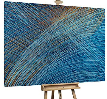 KunstLoft® XXL Gemälde 'Verwobene Gedanken' 200x150cm | original handgemalte Bilder | Muster Abstrakt Orange Blau | Leinwand-Bild Ölgemälde einteilig groß | Modernes Kunst Ölbild